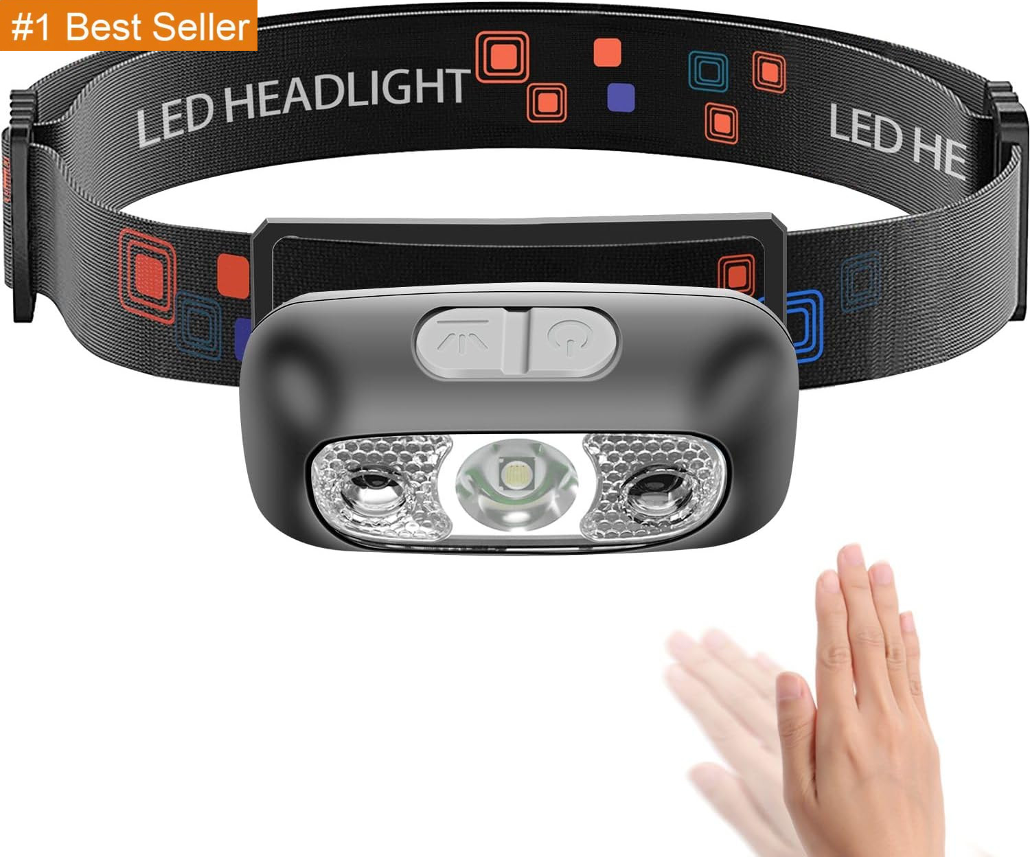 Headlamp, USB-C Rechargeable,90-Degree Adjustable,Flashlight with Motion Sensor,