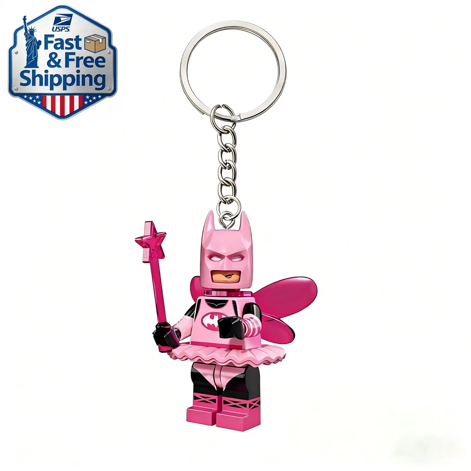 New Cute LEGO Batman Pink Fairy Minifigure Keychain Cute Collectible gift