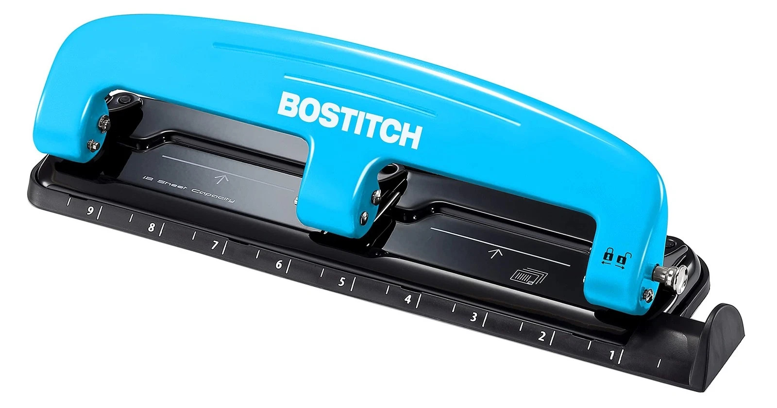 Bostitch Office EZ Squeeze™ Reduced Effort 3-Hole Punch 12 Sheets, Blue 2100