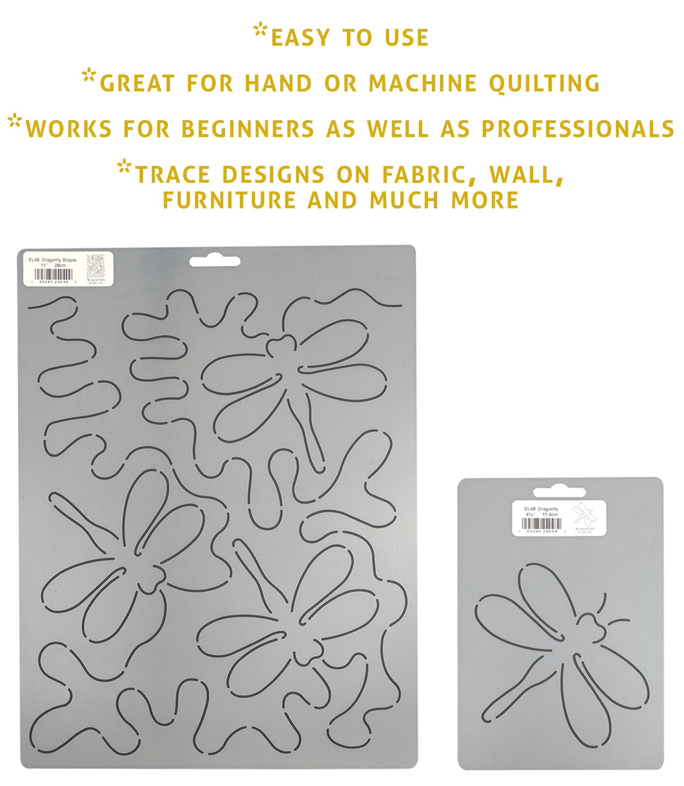 2 Stencils Quilting Stipple Dragonfly Quilt Patterns Continuous Line Background