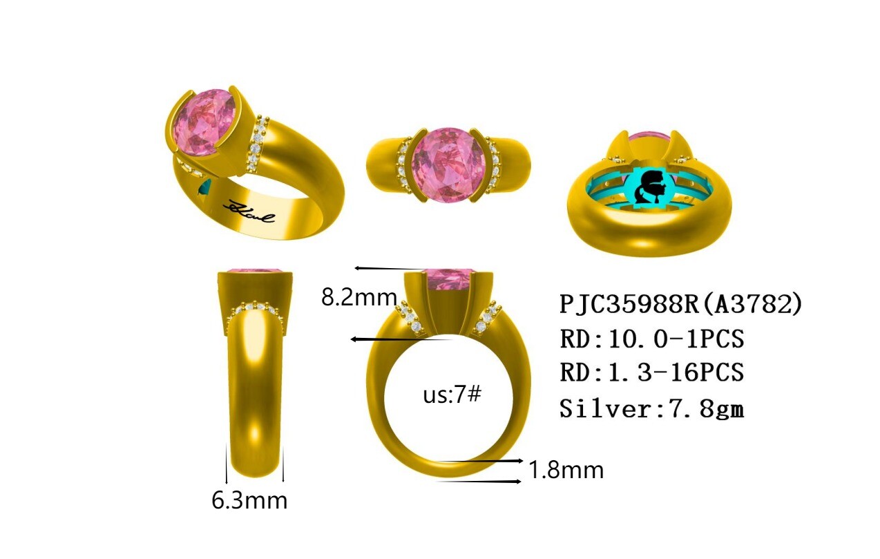 Sterling Silver Semi Mount Ring Setting Round RD 10x10mm 1.3mm