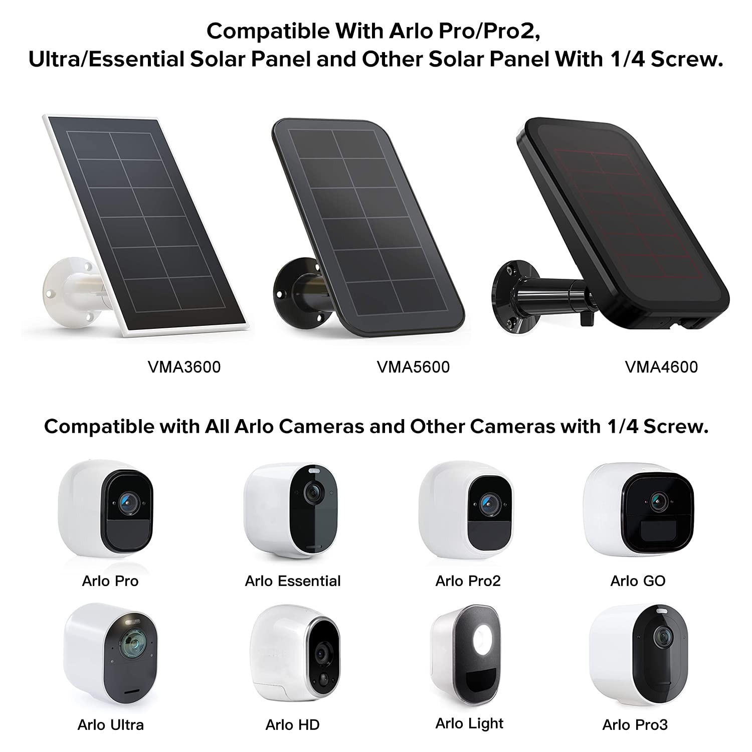 2Pack Gutter Mount Compatible with Arlo Essential Solar Panel, Arlo Pro 5S/Pro 4