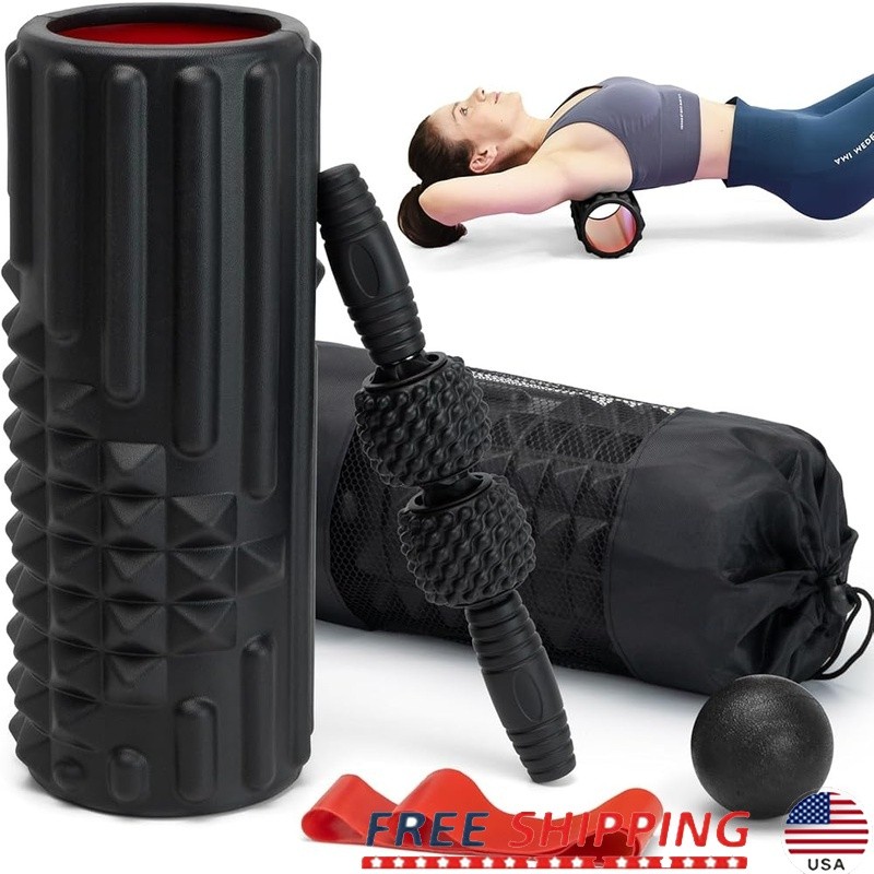 5 in 1 High Density Foam Roller Set Muscle Recovery & Stretching W/ Storage Bag