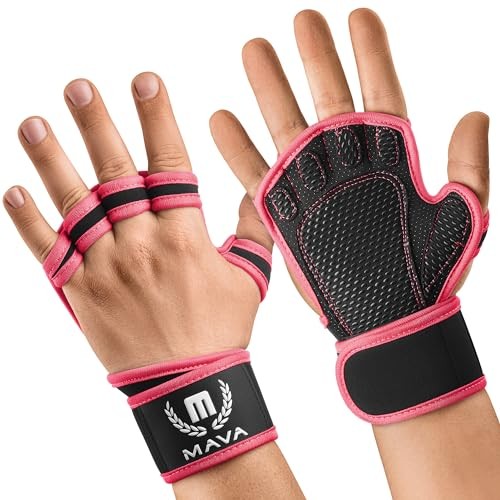 MAVA Open Gym Gloves for Men & Women; Padded Weight Lifting Gloves Medium Pink