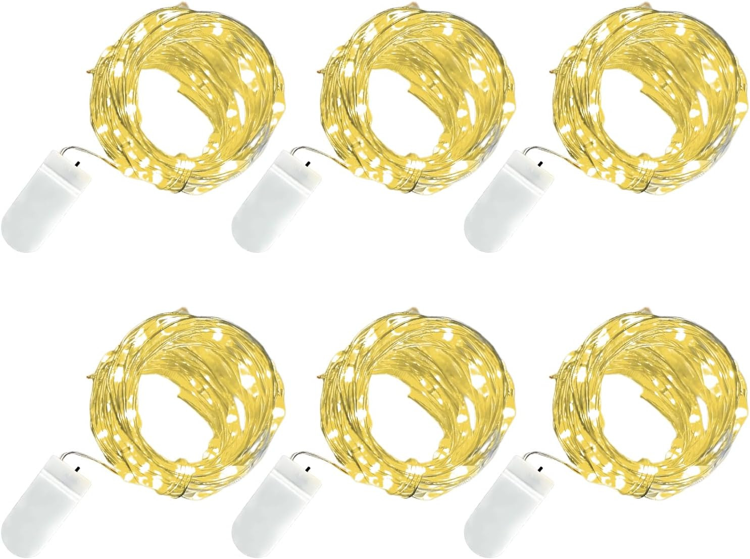 6 Pack Fairy Lights Battery Operated, 3m/10ft 30 LED Silvery Copper Wire, for Ho