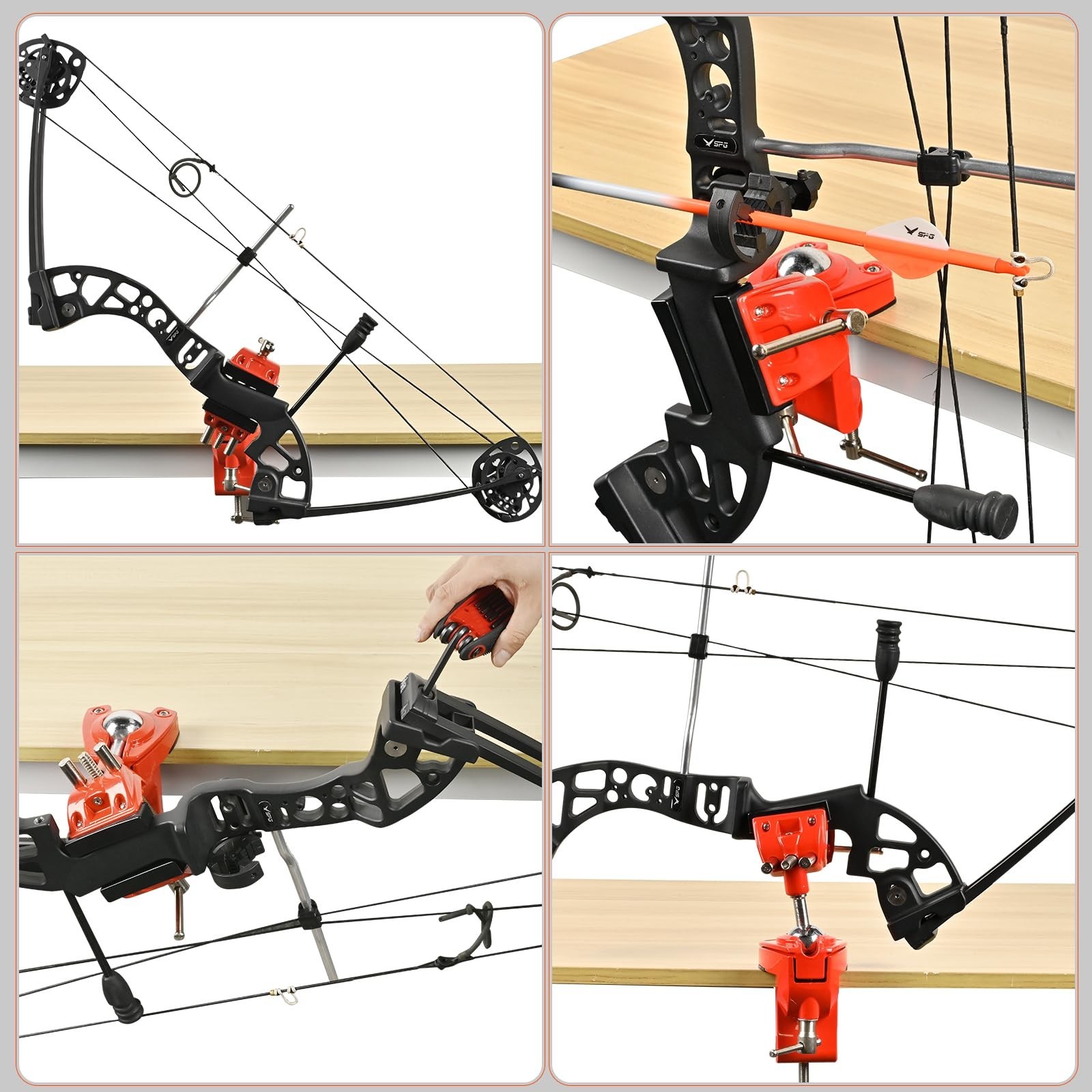 360° Rotating Universal Bow Vise - Adjustable Tool for Compound/Recurve Bow Tuni