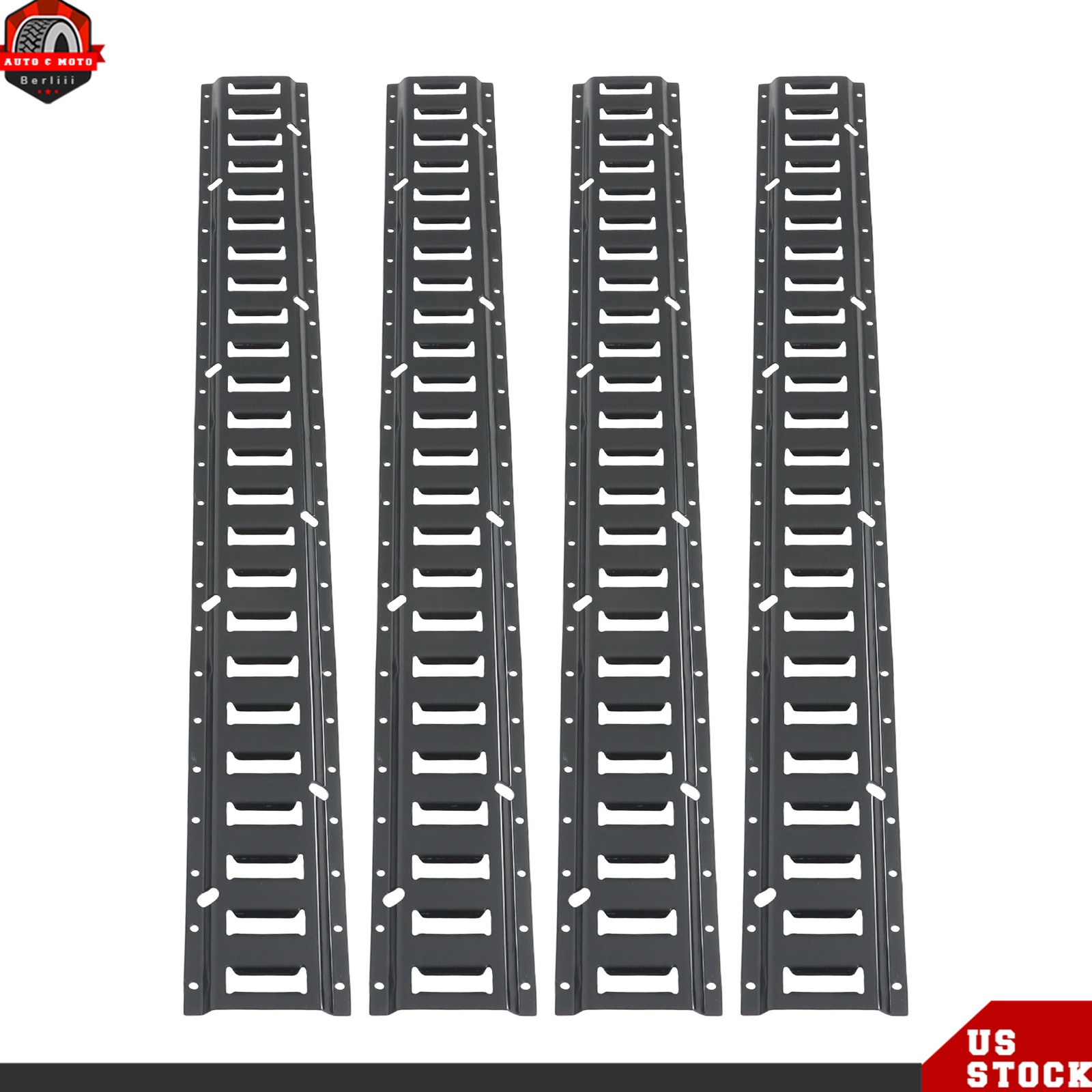 Black For Trailers 4-Piece Set Universal Fitment 4' E Track Tie Down Rail Kit