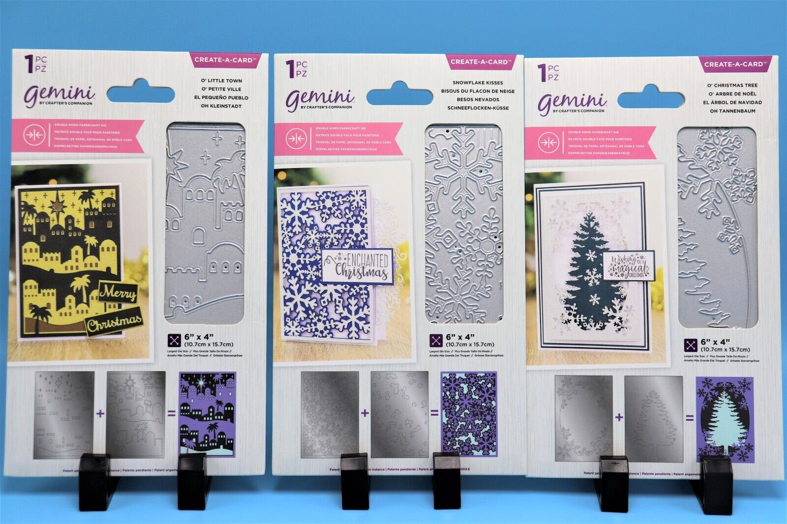 Crafters Companion Double-Sided Create-a-Card Die ~ tree, snowflake, little town
