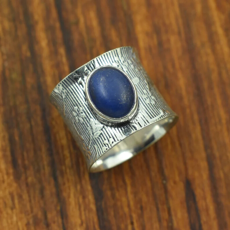 Lapis Lazuli 925 Sterling Silver Band &Statement Ring Handmade Ring All size