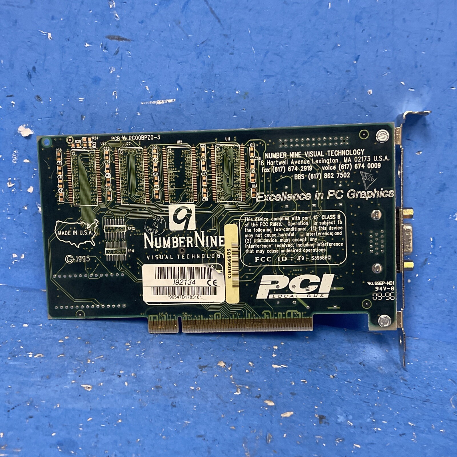 NUMBER NINE VISUAL TECHNOLOGY I92134 PC00FPL0-2 VGA