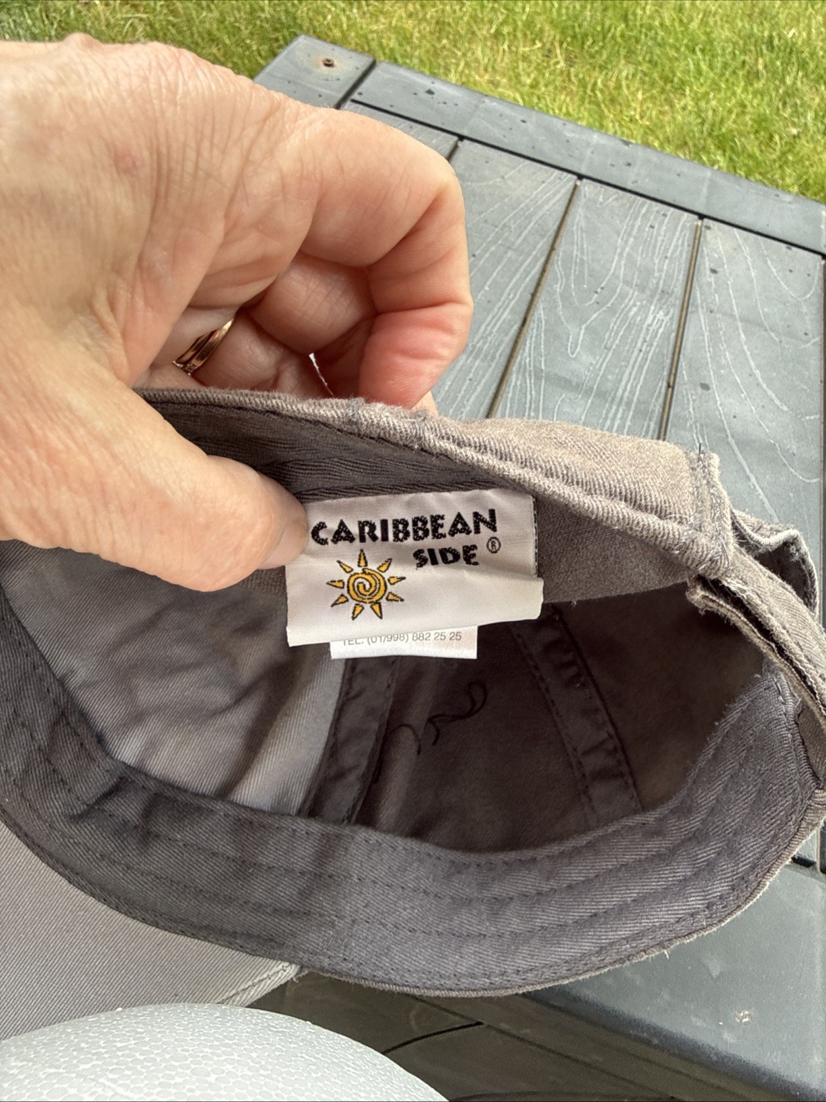 CANCUN Mexico Est 1970 Lite Dark Gray & Orange Hat Cap Distressed Hook Loop