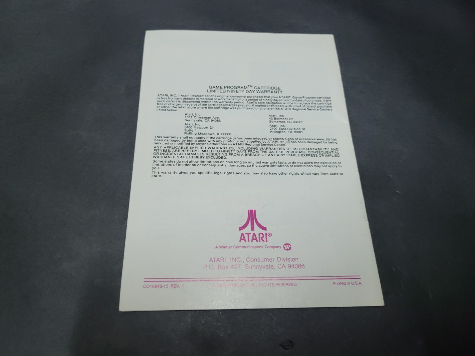 Atari 2600 Manual Only Demons To Diamonds