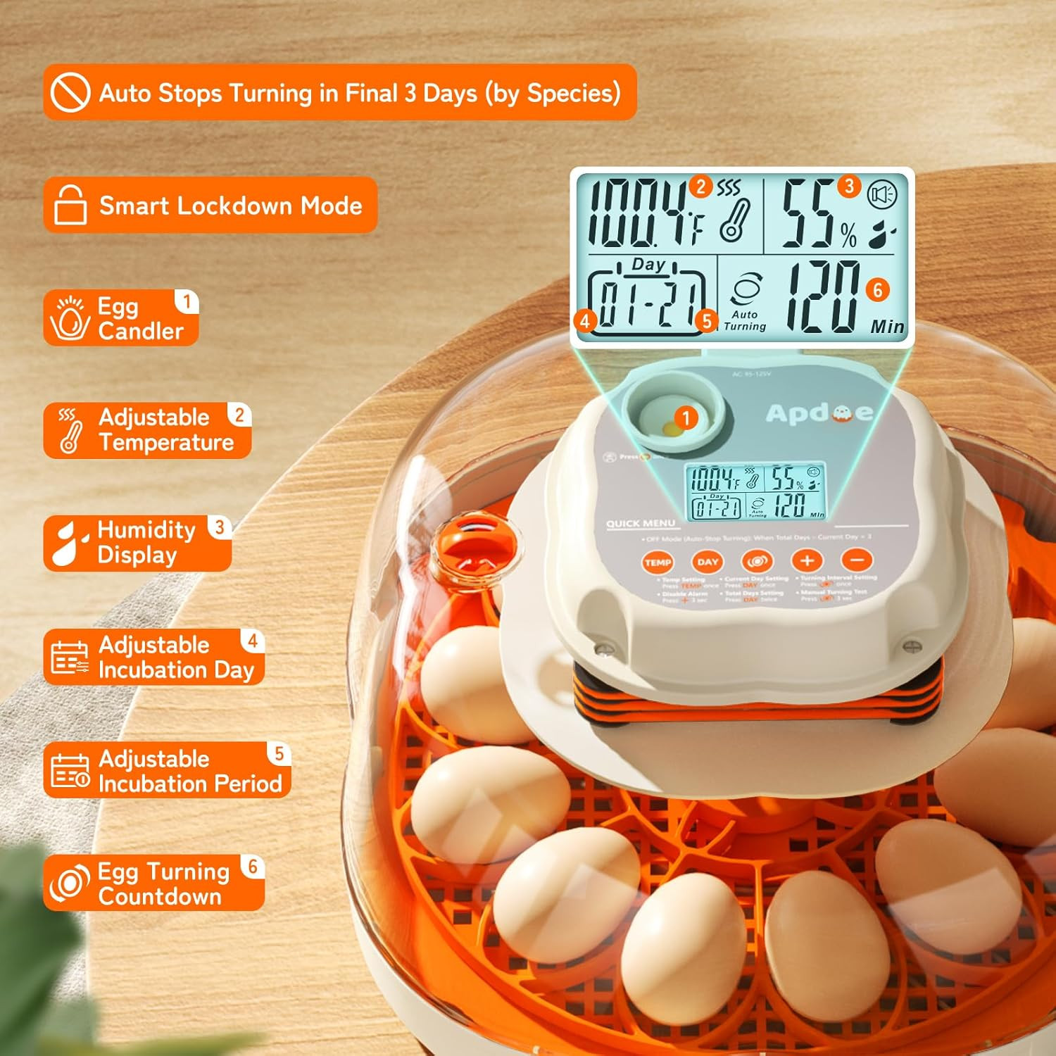 Egg Incubators for Hatching Eggs, Temperature and Humidity Control, Automatic Eg