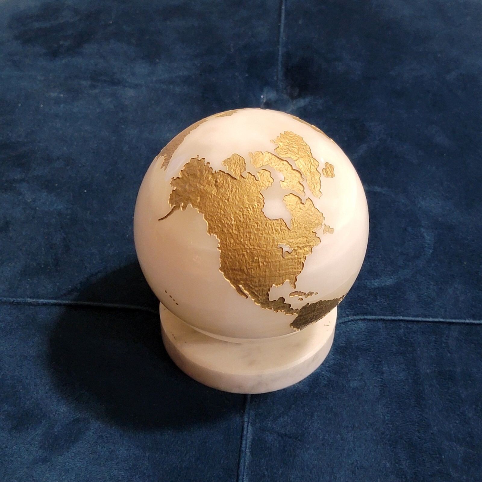 Maitland Smith Marble Stone Globe Solid White Gold - No Base