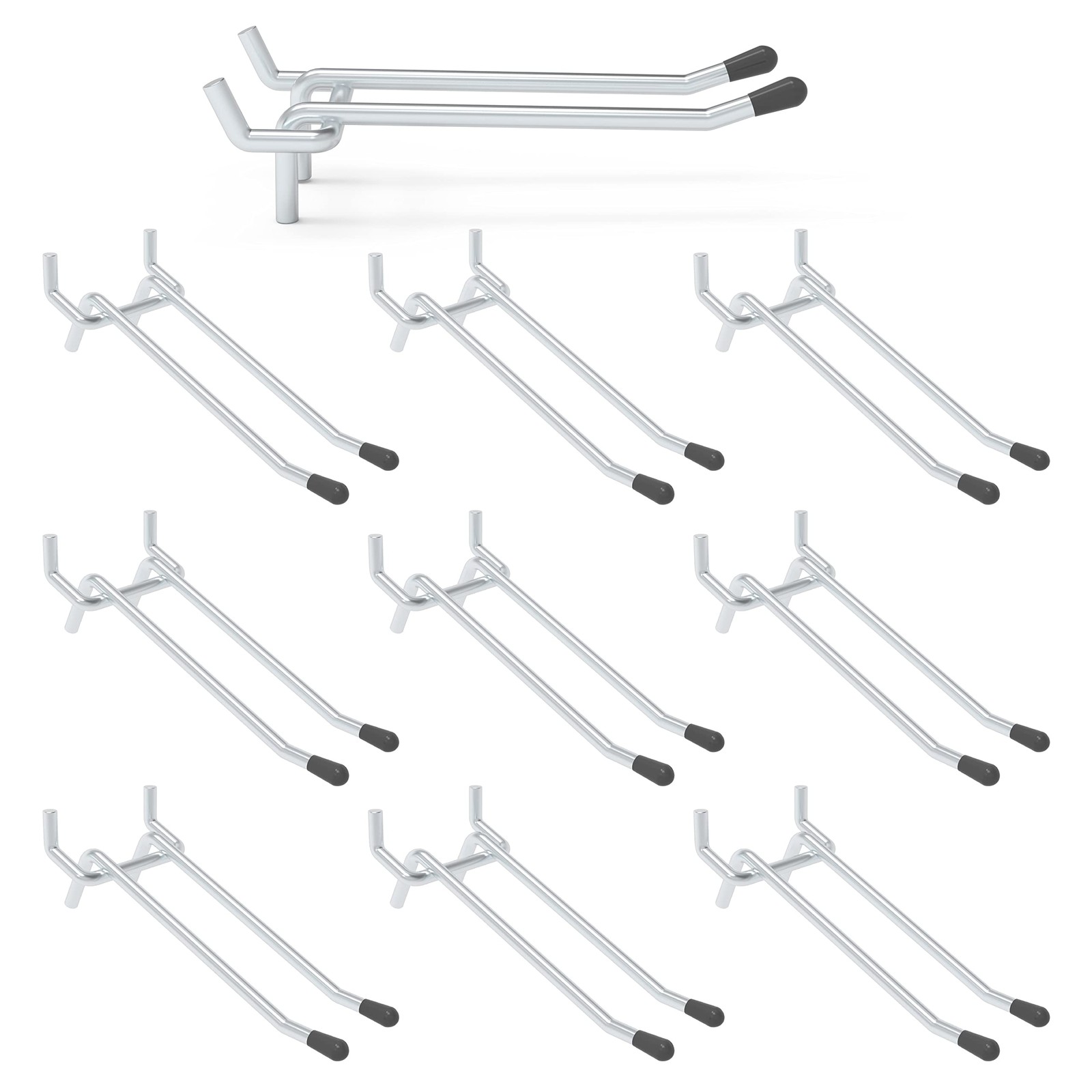 10 PC 6 Inch Double Arm Pegboard Hooks Fit 1/4 inch Pegboard Heavy Duty