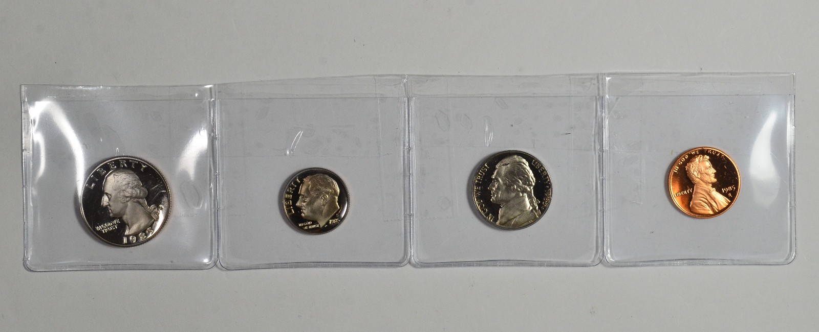 1985 S US Mint Proof Coin Lot  1C 5C 10C 25C as Pictured