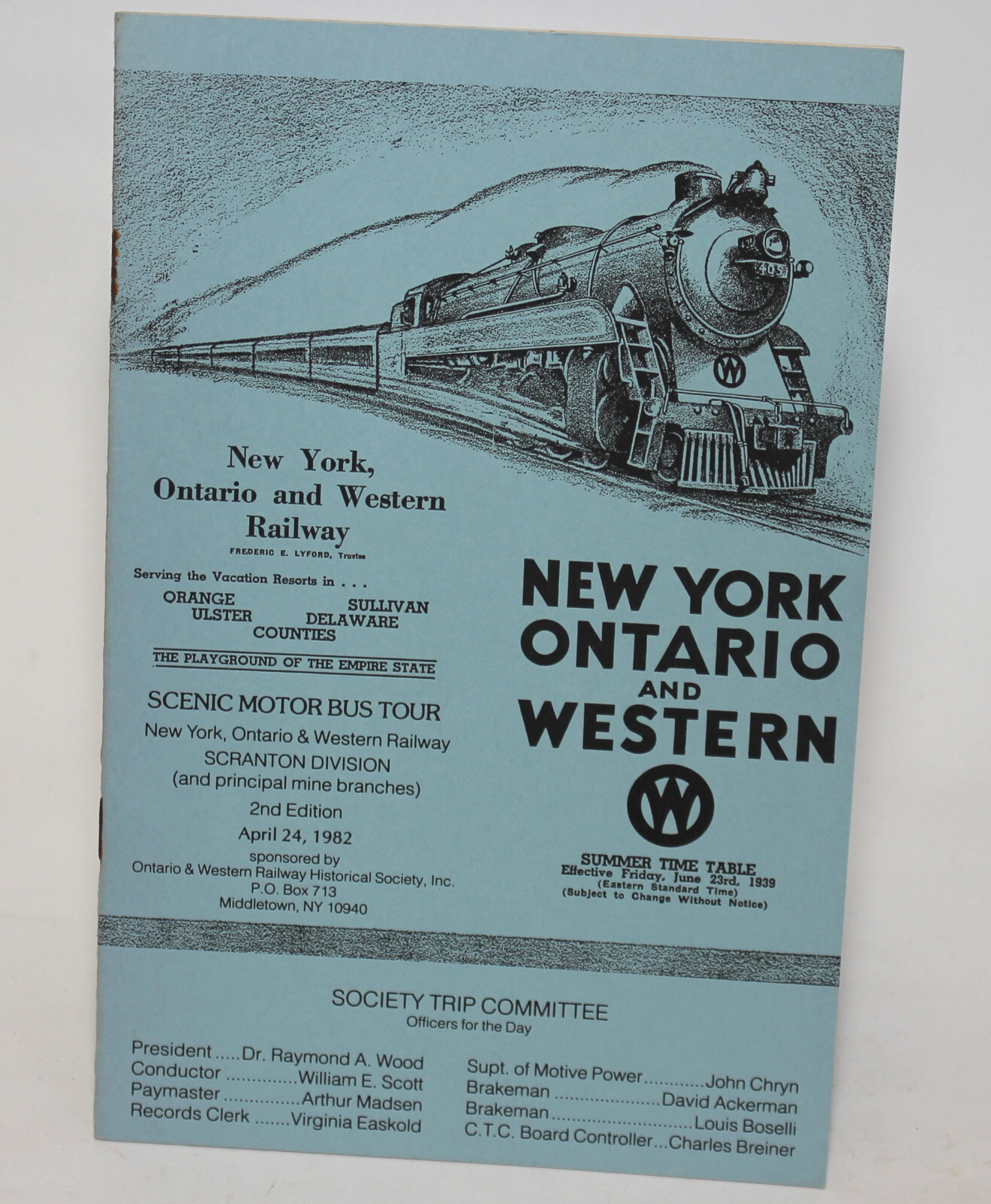 New York, Ontario & Western Railway, 1982 Scenic Motor Bus Tour; Railroadiana