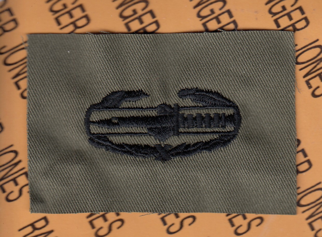 US Army CAB Combat Action Badge OD Green & Black BDU cloth patch