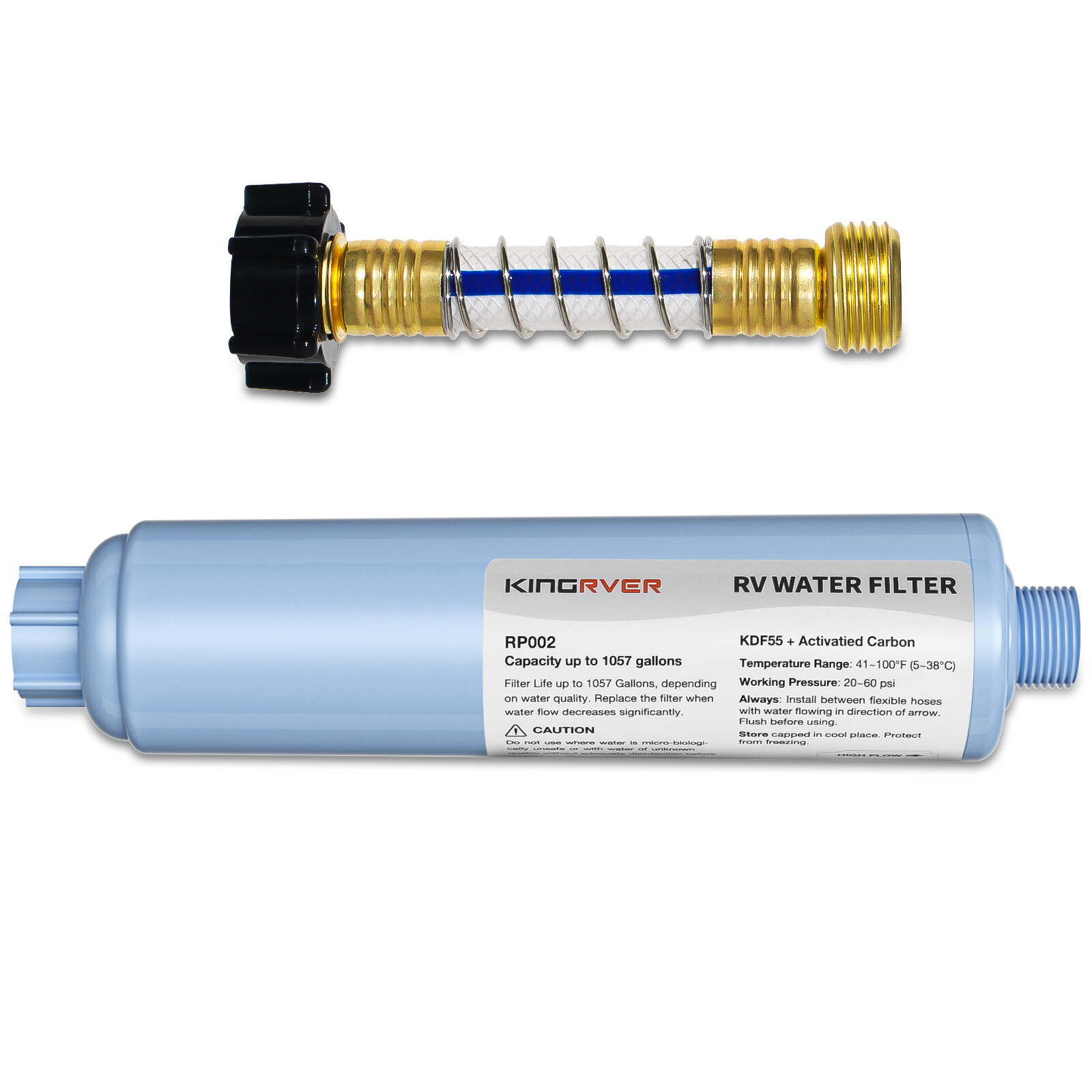 2-Pack RV Water Filter Hose Protector Inline Hose Water Filter Camper Filter