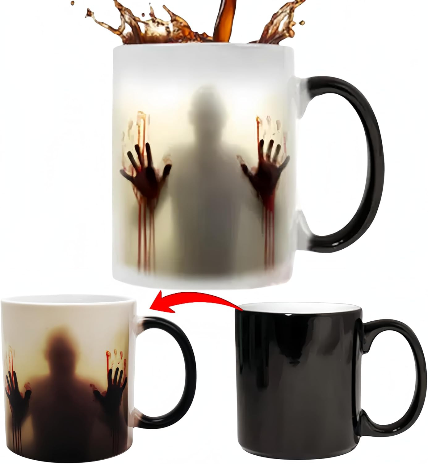 Color-Changing Halloween Ceramic Coffee Cup Thermal Horror Mug Spooky Cup Zombie