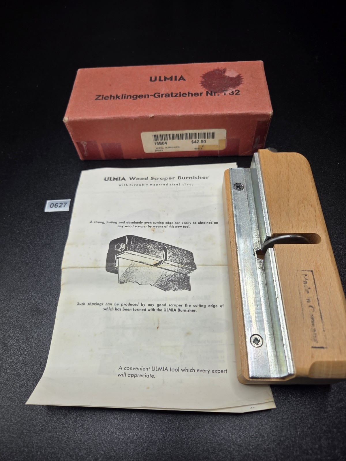 ULMIA No. 132 Wood Scraper Burnisher 🇩🇪 Cabinet Scraper Tool Box & Papers #627