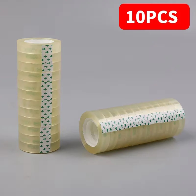 10 Rolls High-Quality Clear Adhesive Tape for Gift Wrapping, Crafts, Office & H