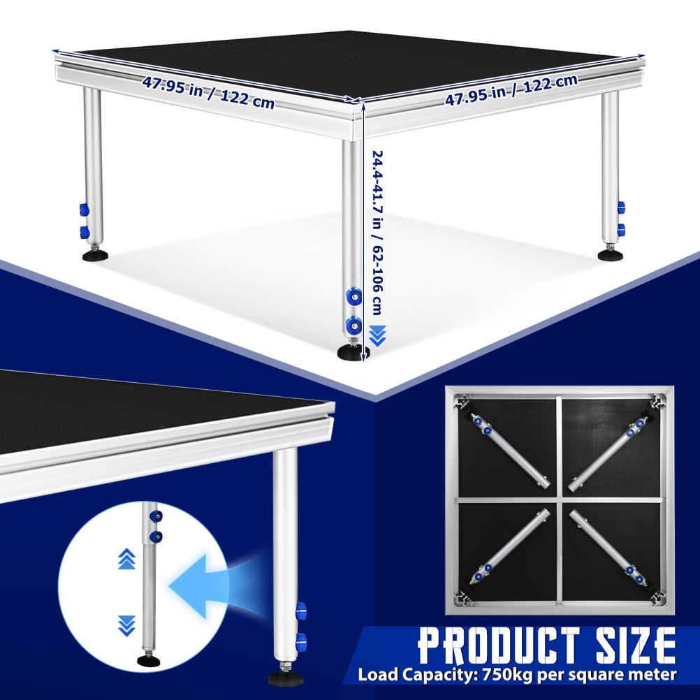 4×4ft Portable Stage Platform for Performances Heavy Duty Modular Folding Stage