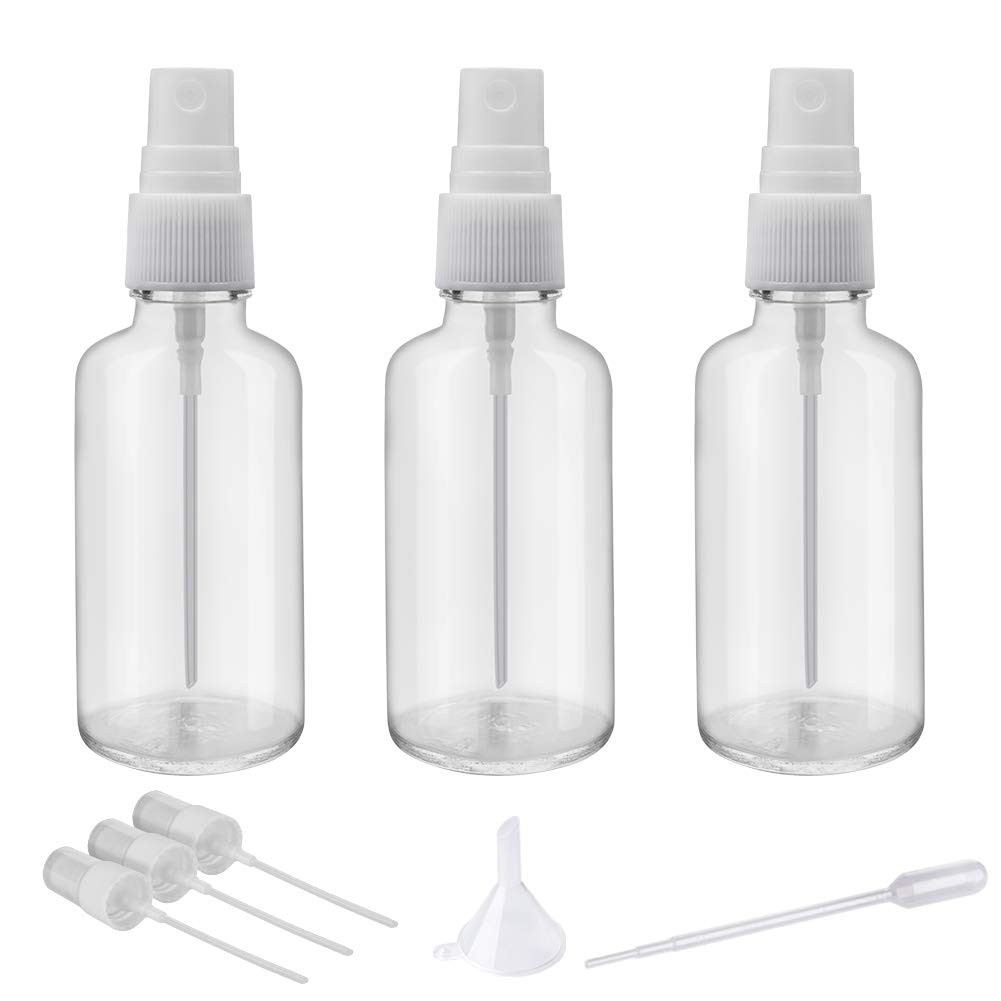 2oz Clear Glass Spray Bottles for Essential Oils Set of 3