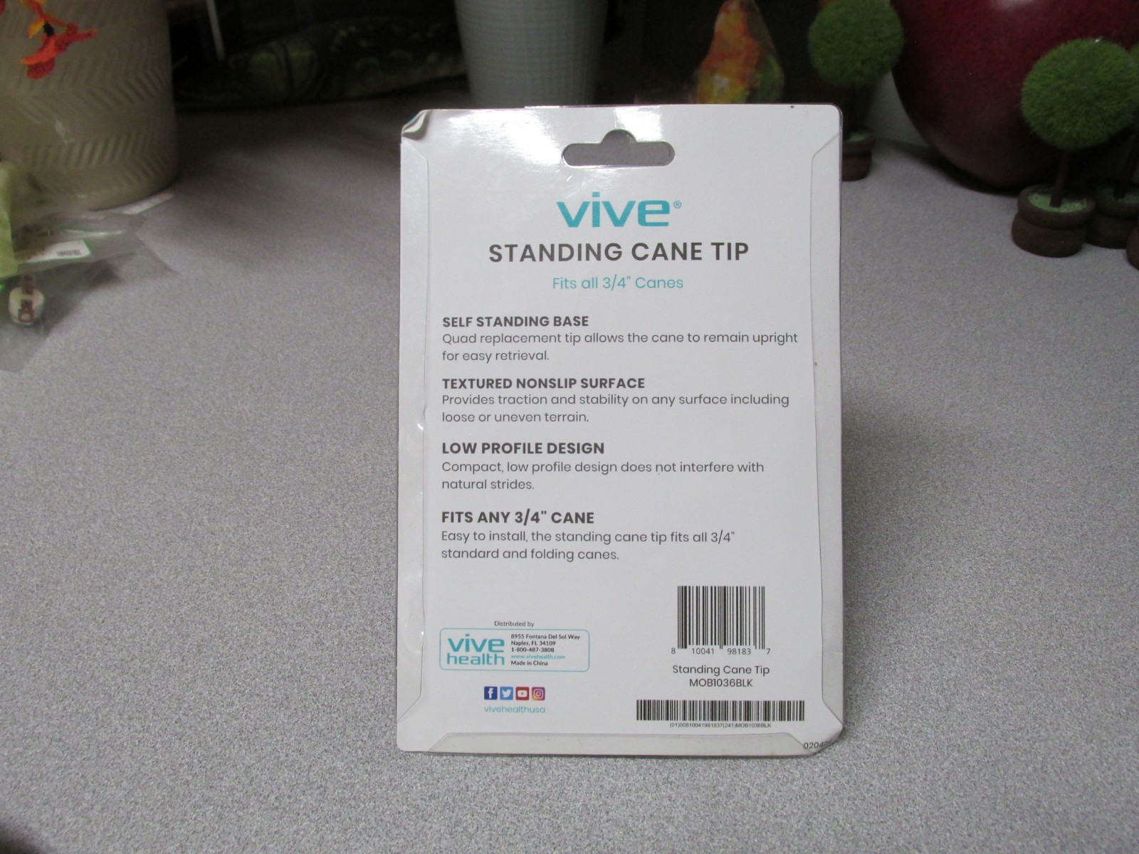VIVE Self Standing Cane Tip Heavy Base Black