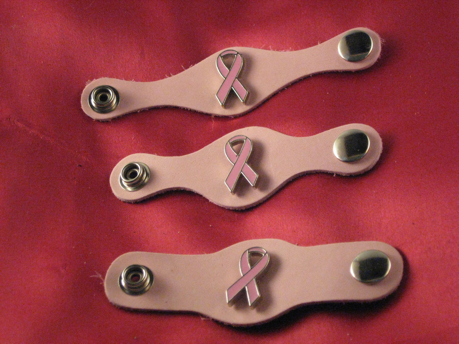 "Pink Ribbon" Vest Extenders 3 Designs Pink Leather Sold Separately
