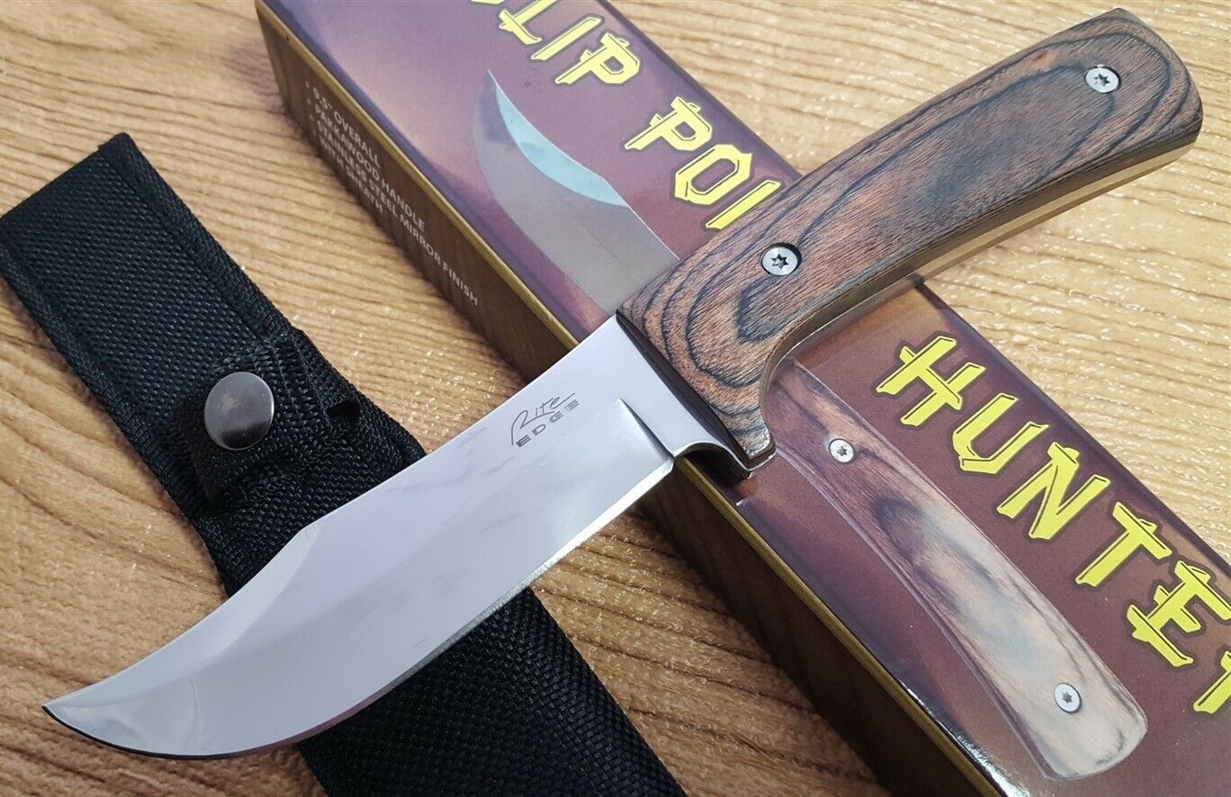 Clip Point Hunter Fixed Blade Knife w/ Nylon Sheath Belt Loop Rite Edge 5" Blade