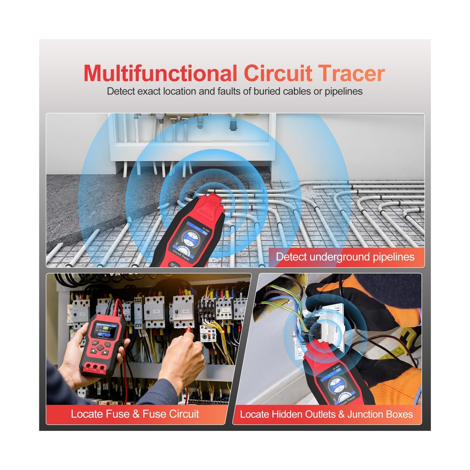 Underground Wire Locator - Upgraded Cable Locator with Digital Multimeter, Re...