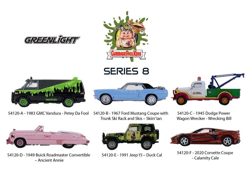 Garbage Pail Kids Series 8 SET OF 6 Diecast 1:64 Scale Models - Greenlight 54120