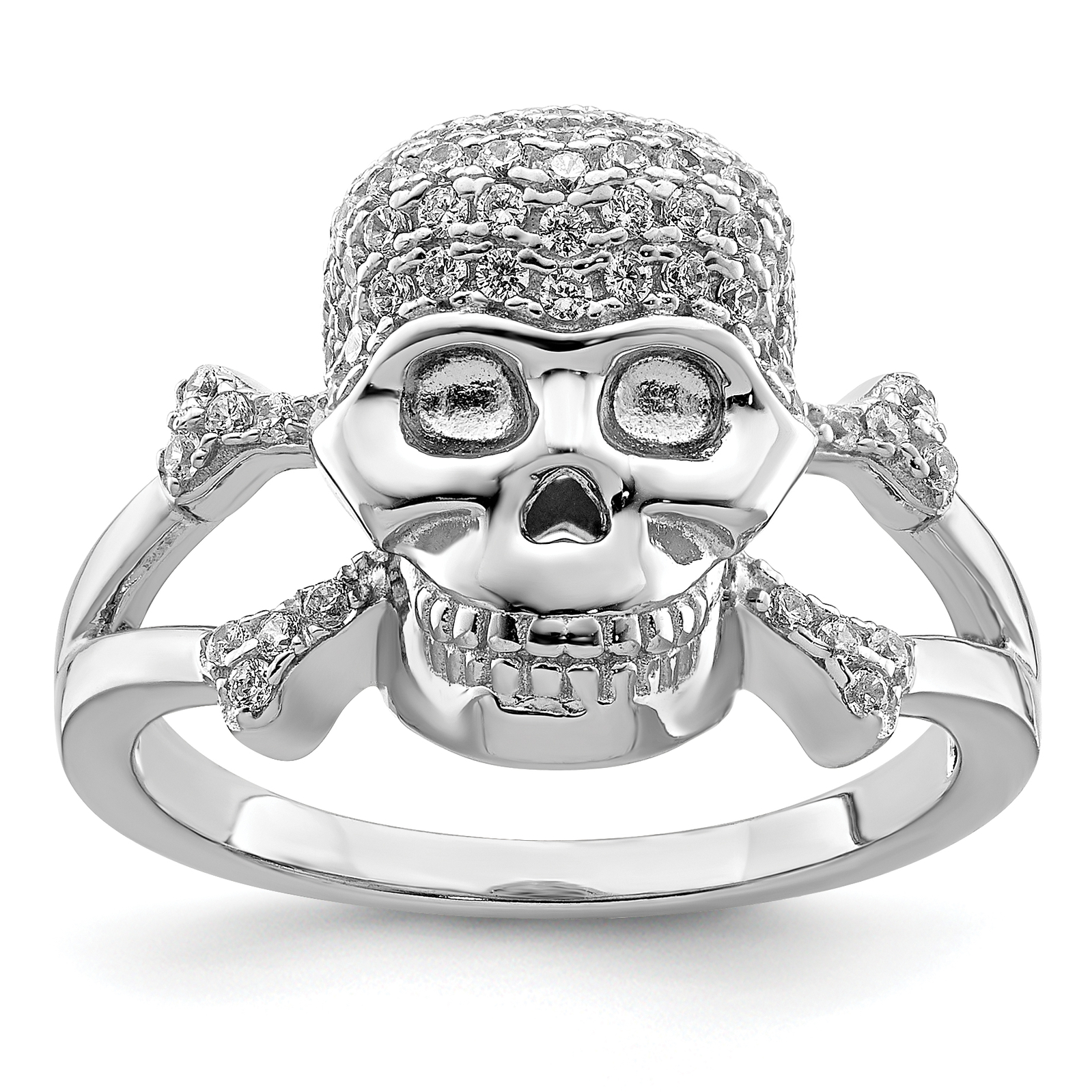 Silver  and CZ Skull Ring QR6197