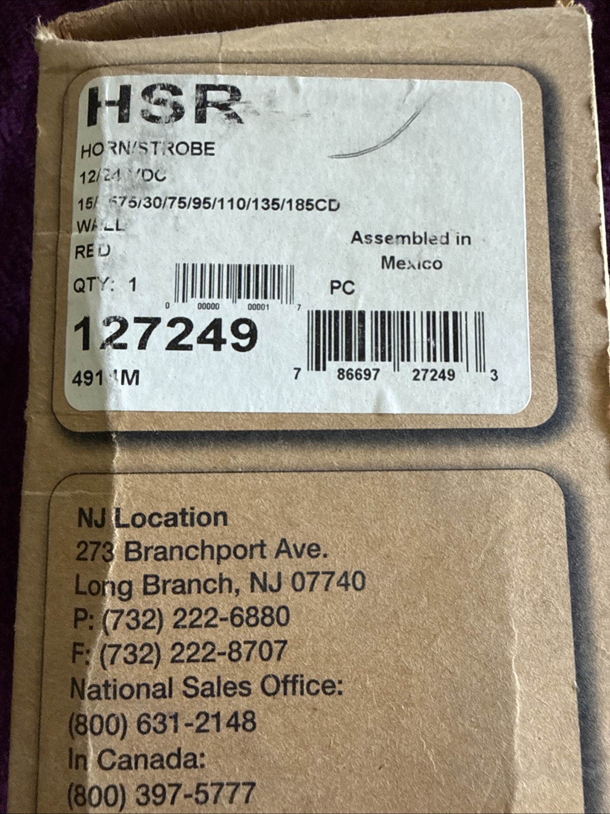 Wheelock Cooper HSR Wall Mirror Horn 127249 12/24 VDC, Red