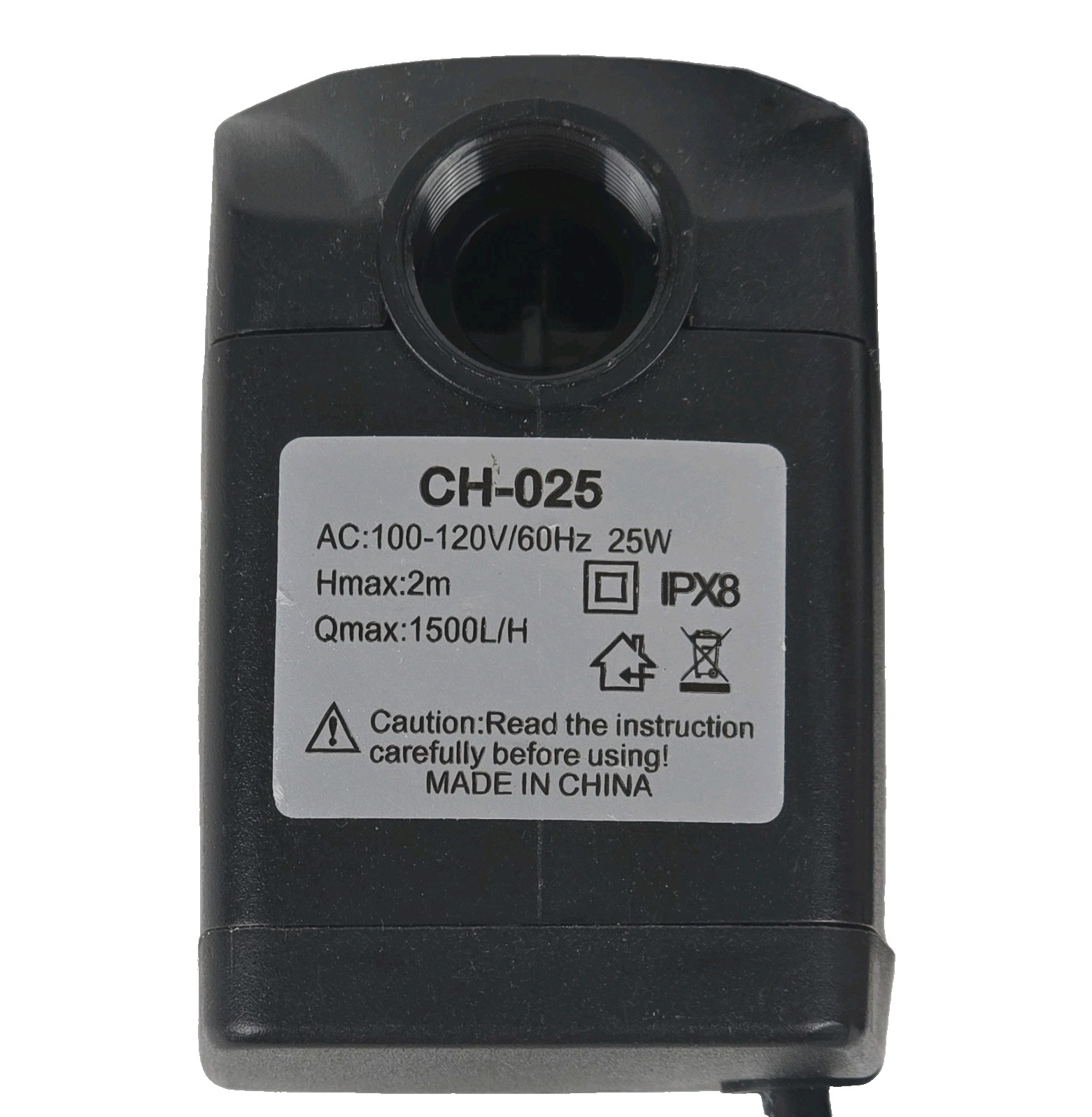 CH-025 AC 100-120V 25W Submersible Water Pump IPX8 1500L/H Excellent UC