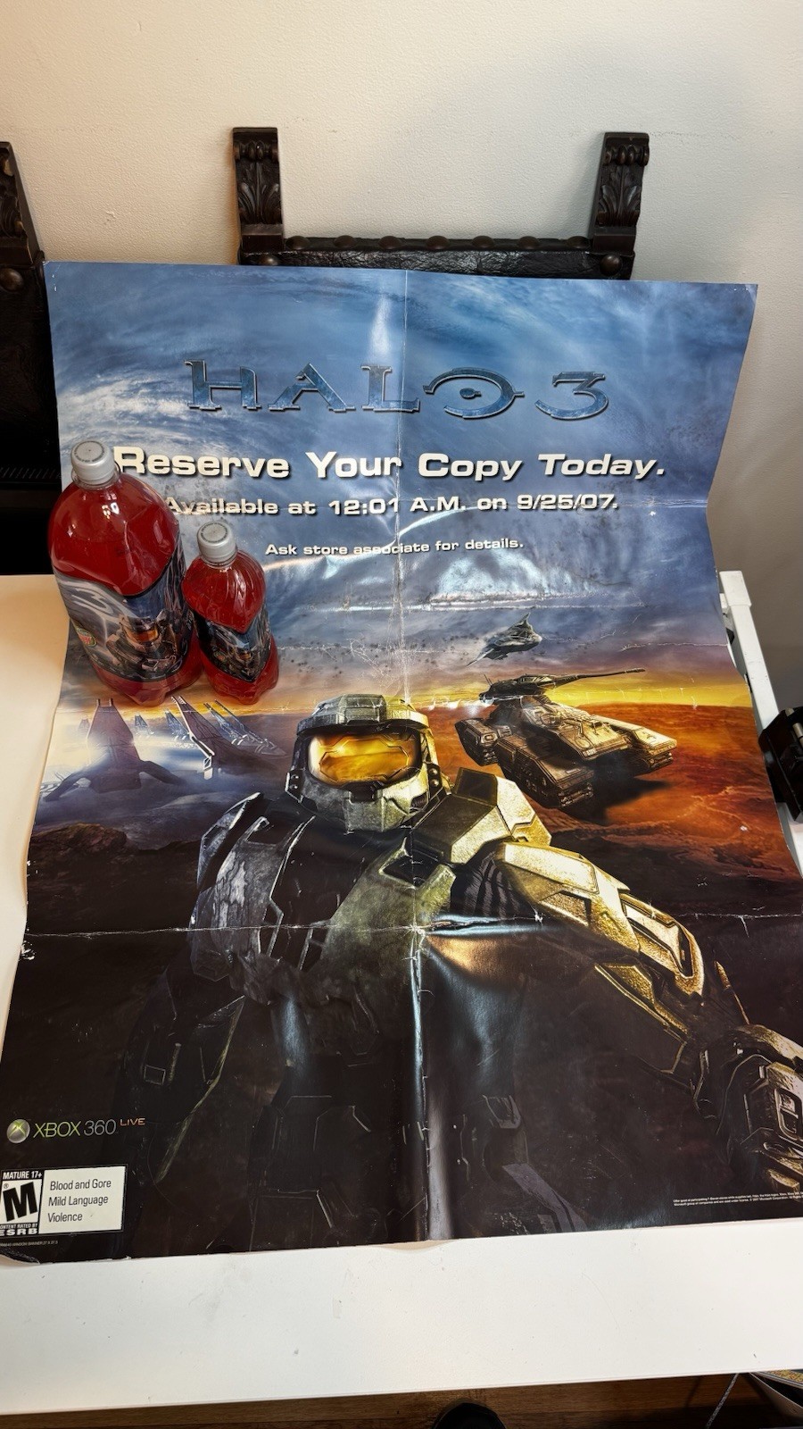 Rare Halo 3 Mountain Dew Game Fuel Limited Edition Full Unopened Soda W/Poster