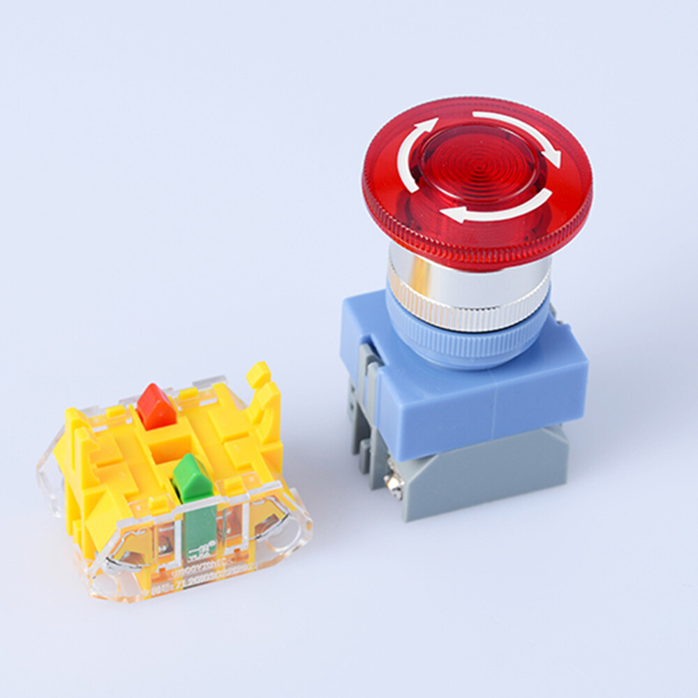 Red LED Illuminated 22mm E-STOP Switch Emergency Stop Push Button Switch 12-220V