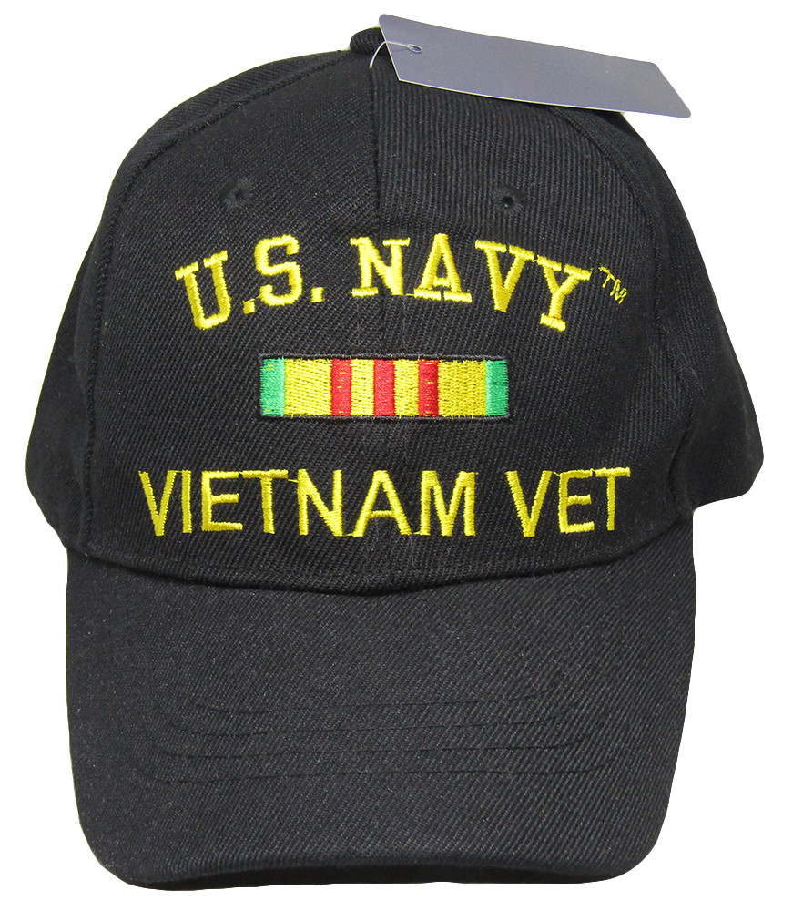 NEW U.S. Navy Vietnam Veteran with Ribbons Baseball cap hat. BLACK