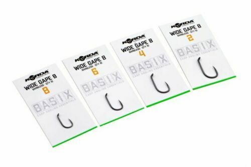 Korda Carp Fishing Basix Range - Wide Gape Hooks - All Sizes