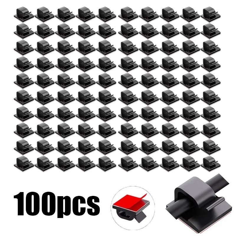 100pcs Self Adhesive Wire Clips Cable Management Clips Cable Organizers