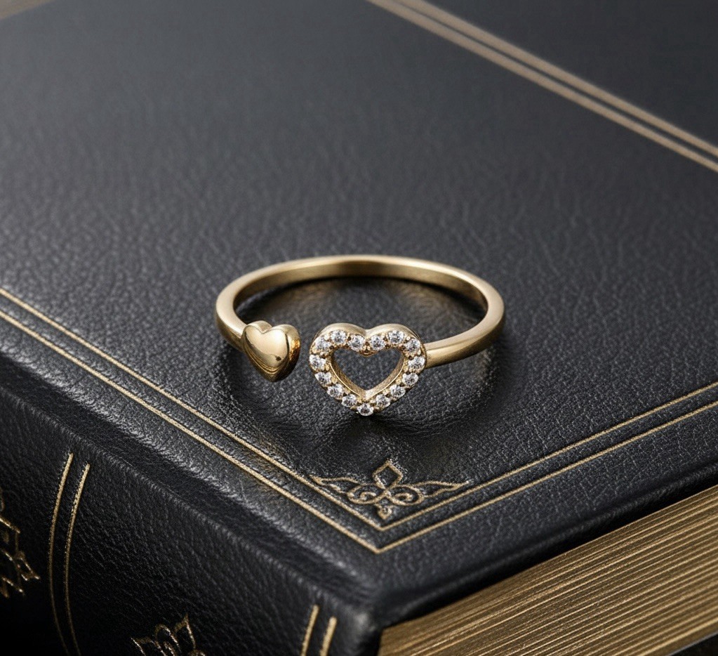 9ct 9K Yellow Gold plated Heart Thumb Finger Toe Minimal Sizeable Fits All Ring