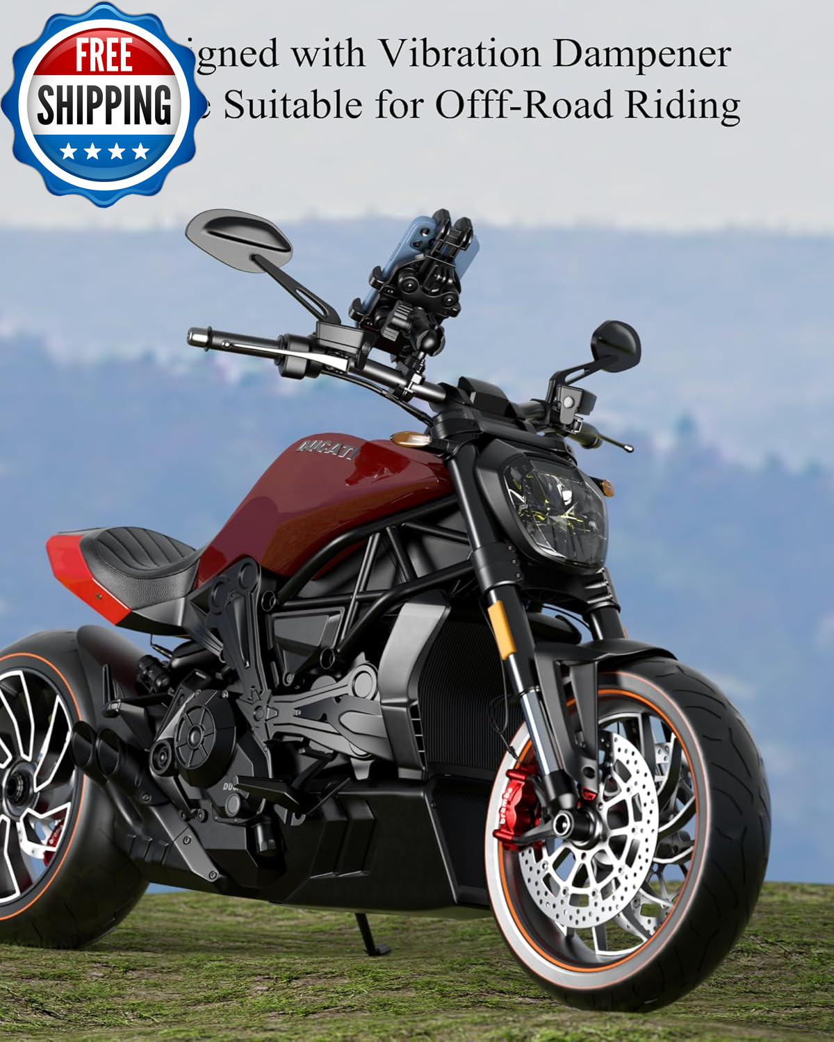 Motorcycle Phone Mount Holder with Vibration Dampener Anti Shake....