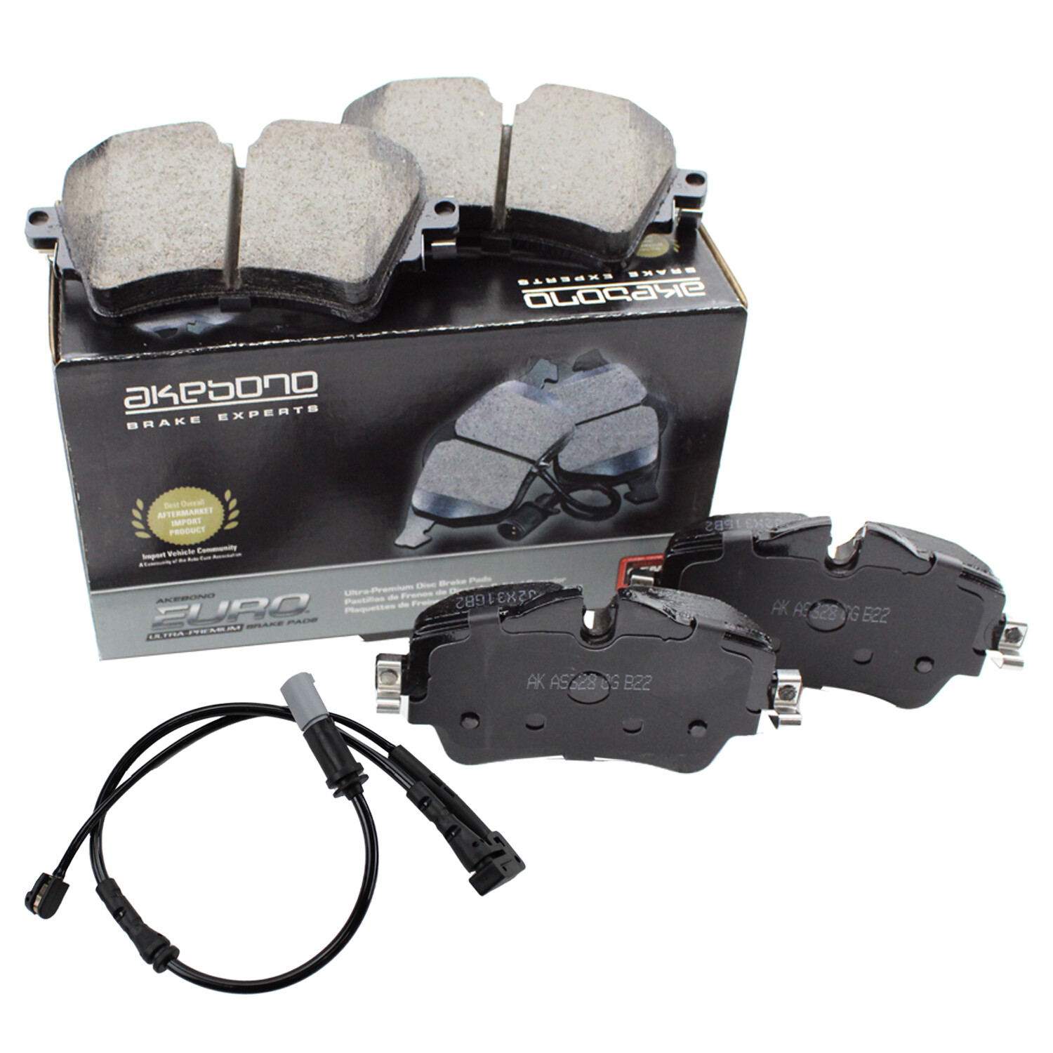 Akebono Euro Front Ceramic Brake Pad Set & Sensor For Mini Cooper S F55 F56 F57
