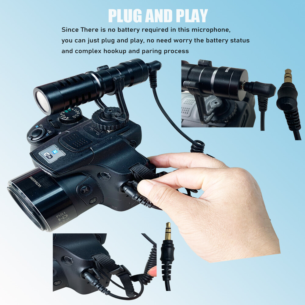 Universal Video Microphone Condensor For Nikon Canon DSLR Camera Android Mic US