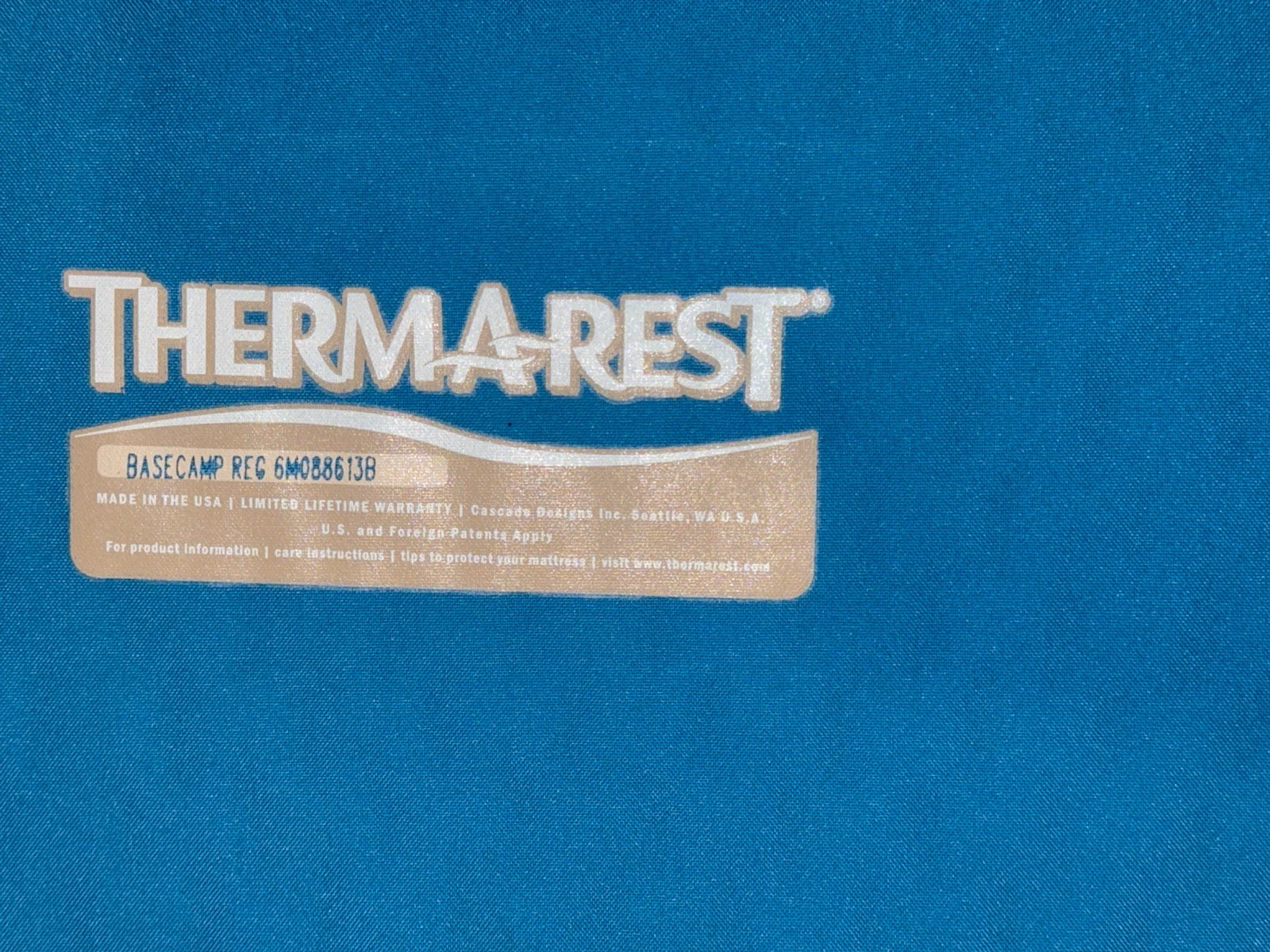 Thermarest Basecamp Regular Self Inflating Sleeping Pad 20x72x2in Tested Blue