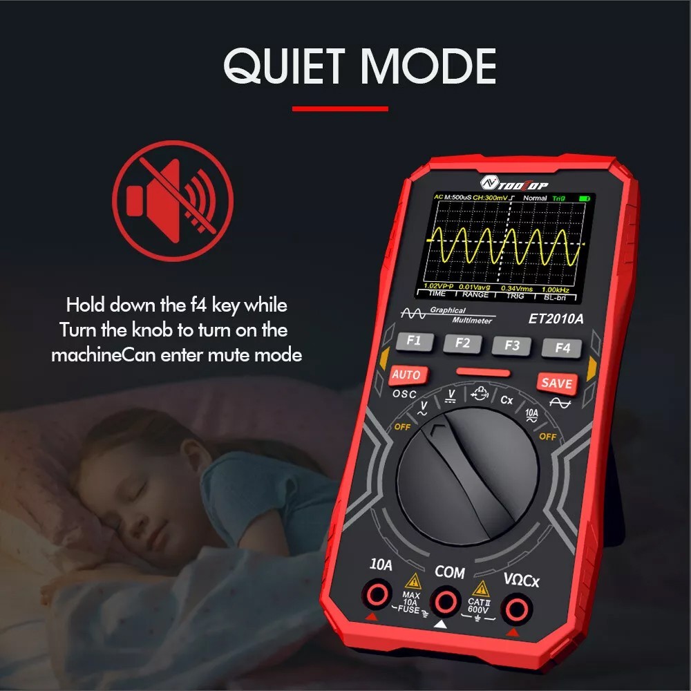 2-in-1 Oscilloscope Multimeter Digital Display Handheld Oscope Meter 1Mhz US