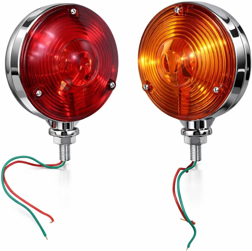 2PCS Fits  Kubota John Deere Case IH Ford Tractor light Chrome Frame red Amber