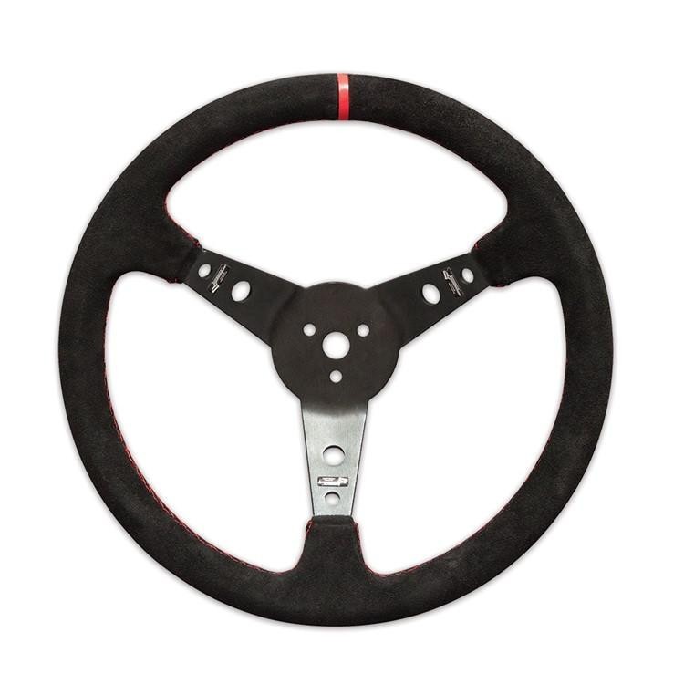 Longacre 56797 Suede Dished Steering Wheel - 15" Black