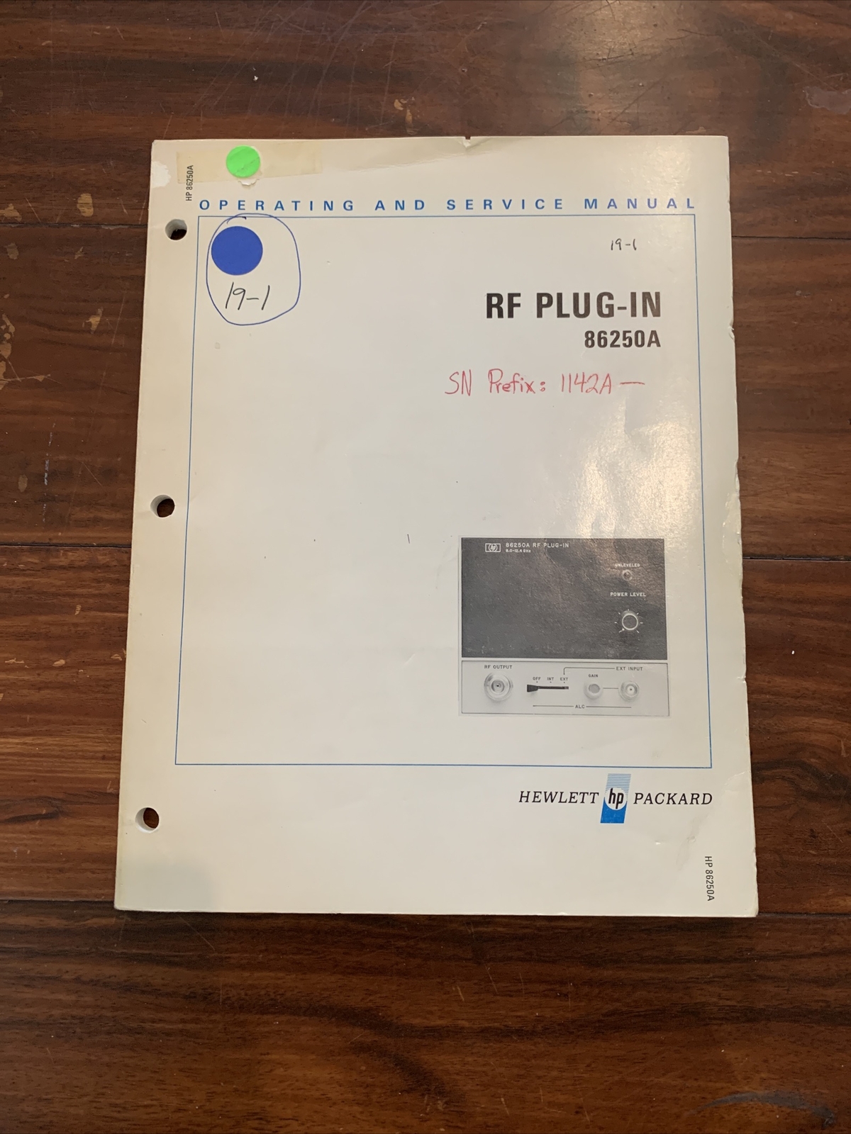 HP 86250A RF Plug-In ~ Operating & Servicing Manual ~ 86250-90001